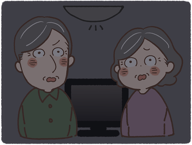 電力が消えたテレビ