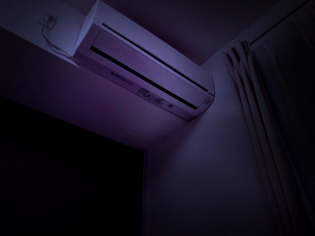 電力がなくなり止まったエアコン
