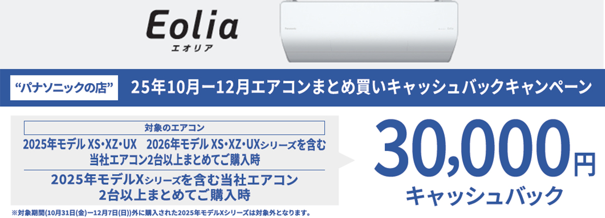 パナソニックの30,000円キャッシュバックキャンペーン